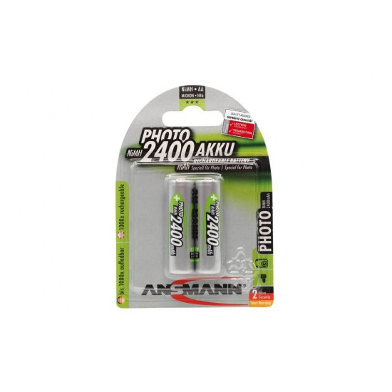 NiMH rechargeable battery Mignon AA / HR6 / 1.2V, 2400mAh, 2 pack