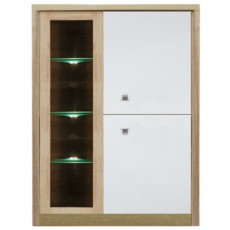 Dulap cu vitrină Fadome Milano MI2A (90 cm), White/Wood Dulap cu vitrină Fadome Milano MI2A (90 cm), White/Wood