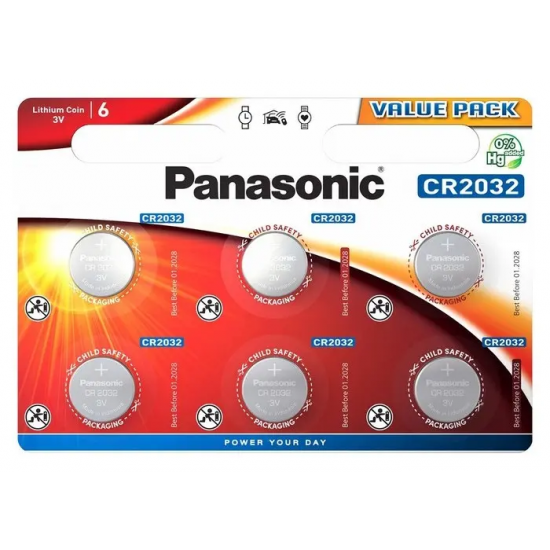 Baterii rotunde Panasonic 6xCR2032 (CR-2032EL/6B)