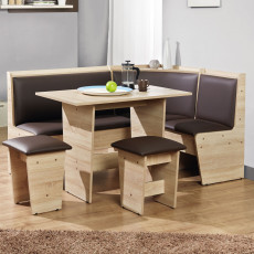 Colț de bucătărie Ambianta Alfa cu 2 taburete ,Bardolino (Beige) Colț de bucătărie Ambianta Alfa cu 2 taburete ,Bardolino (Beige)