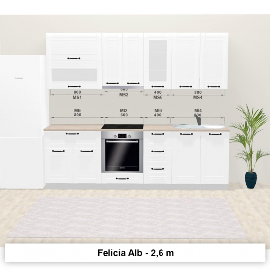 Модульная кухня Ambianta Felicia 2.6 м, Белый