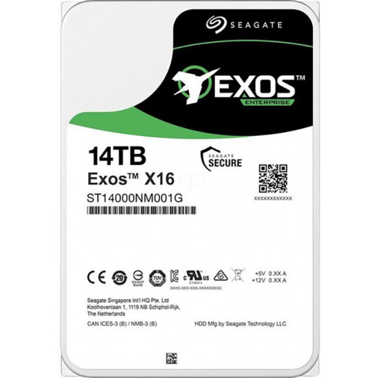 3.5" Жесткий диск 14 TB Seagate Exos X16, 7200 rpm, 256 MB, SATA III (ST14000NM001G)