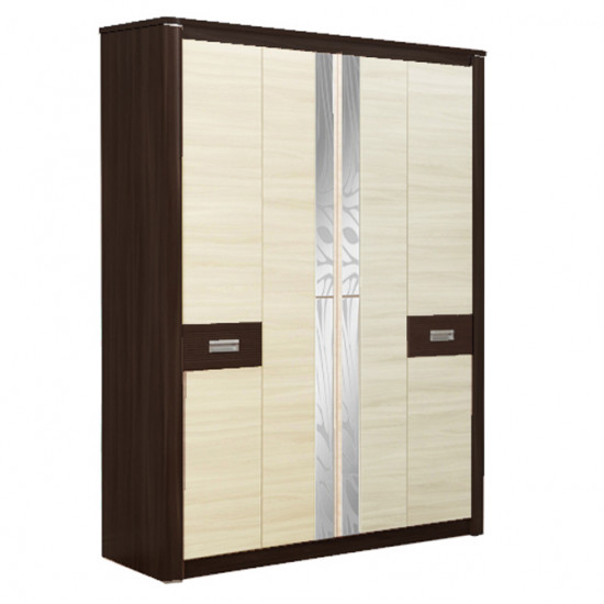Шкаф для одежды Олмеко Стелла 06.235 (175.2 см) ( зеркало с пескрструем), венге / дуб линдберг / ПВХ венге /