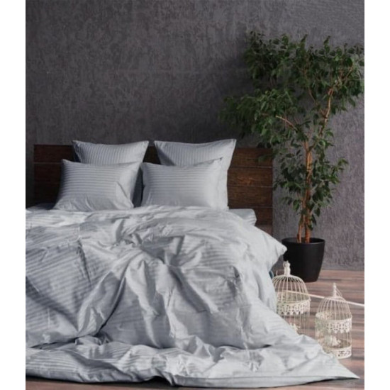 Lenjerie de pat Cottony Satin de Lux Stripe Light Gray (2 persoane EURO)