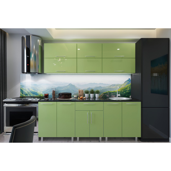 Bucatarie BS Modern 1.8 m (MDF High Gloss) (fara sticla), Verde deschis