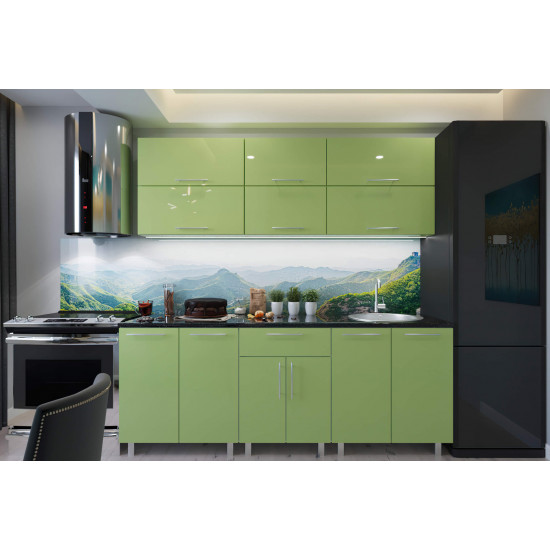 Bucatarie BS Modern 2.0 m (MDF High Gloss) (fara sticla), Verde deschis