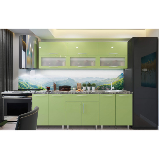 Bucatarie BS Modern 1.8 m (MDF High Gloss) (sticla), Verde deschis