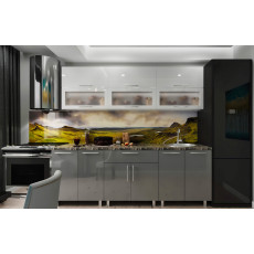 Кухня BS Модерн 1.8 м (МДФ Глянец) (стекло), Белый/Серый