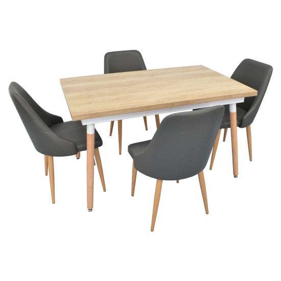 Набор мебели Eva стол DT 433-2 + 4 стула LC-640 Grey