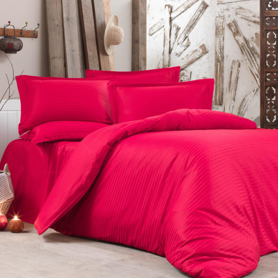 Lenjerie de pat Cottony Stripe Satin Red (2 persoane/Satin de Lux)