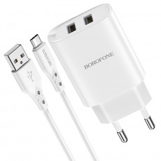 Încărcător Borofone BN2, White (Micro USB)