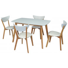 Set de mobilă Eva Masa COOPER White/Bella beech + 4 scaune CAMEROON (White/Bella beech)