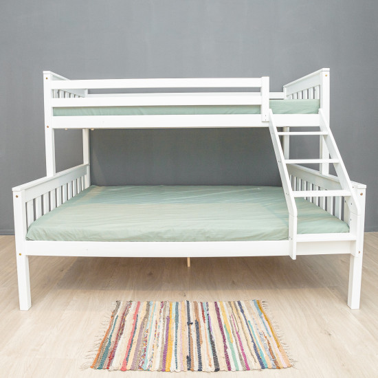 Детская кровать Mobicasa Mowgli, двухъярусная, 3-х местная, без ящиков 80/120×200 см, Белый