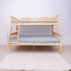 Детская кровать Mobicasa Mowgli, двухъярусная, 3-х местная, без ящиков 80/120×200 см, Hатуральный