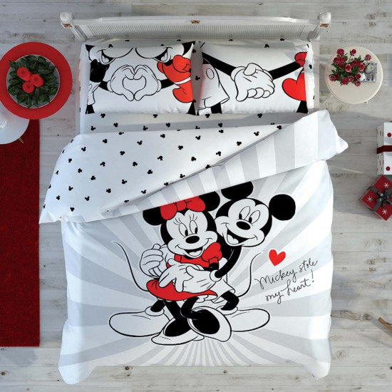 Lenjerie de pat Tac Disney Minnie&Mickey Love Double (60251268) (copii/Bumbac)