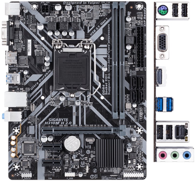 Материнская плата GIGABYTE H310M H 2.0 (s1151 v2/Intel H310) - купить в ...