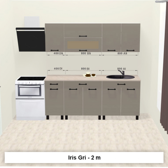 Модульная кухня Ambianta Iris 2.0 м, Серый