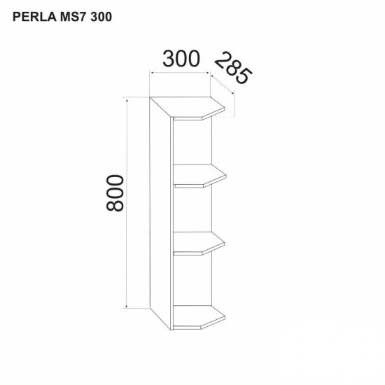 Корпус верхнего шкафа угловое окончание Ambianta Perla MS7 300 Белый