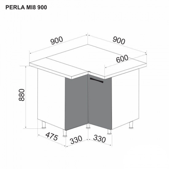 Нижний кухонный шкаф угловой Ambianta Perla MI8 900 Капучино