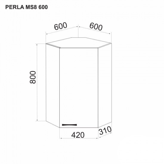 Верхний кухонный шкаф угловой Ambianta Perla MS8 600 Белый