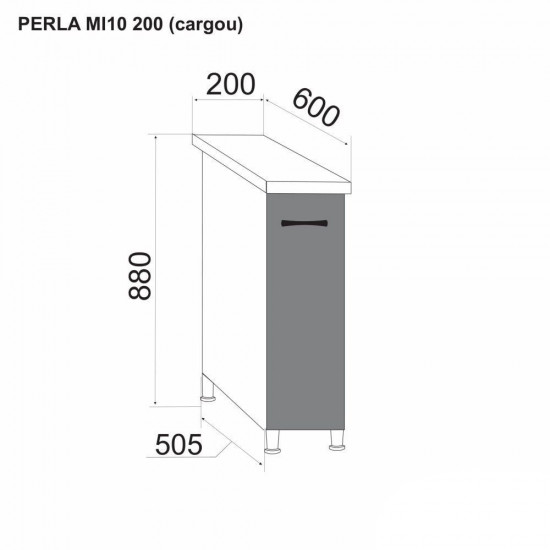 Нижний кухонный шкаф карго Ambianta Perla MI10 200 Белый