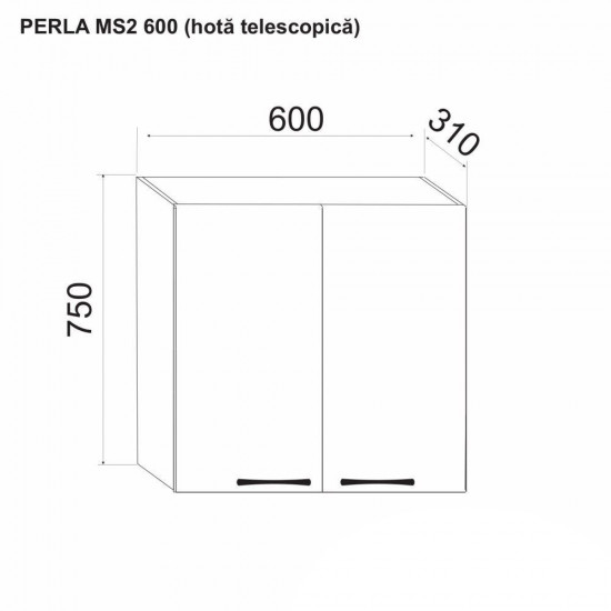 Верхний кухонный шкаф для телескопической вытяжки Ambianta Perla MS2 600 Антрацит
