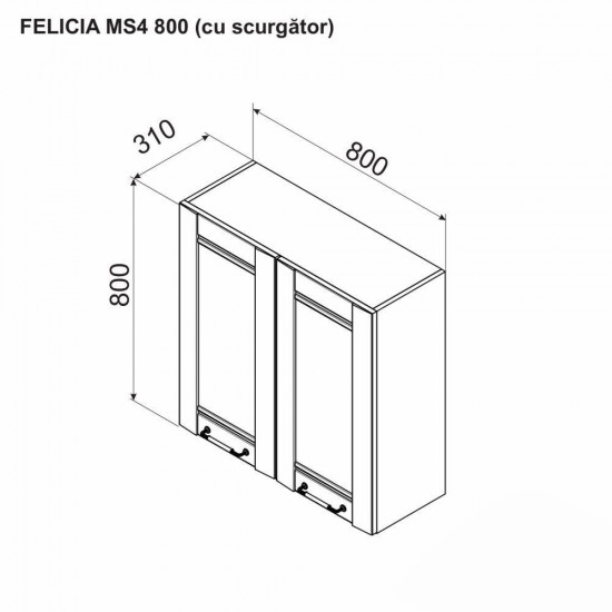 Modul superior Ambianta Felicia MS4 800 scurgator, Alb