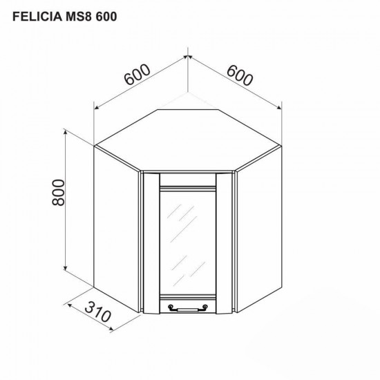 Верхний кухонный шкаф Ambianta Felicia MS8 600 угловой, Белый