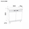 Нижний кухонный шкаф Ambianta Dolce 800 BI, Серый