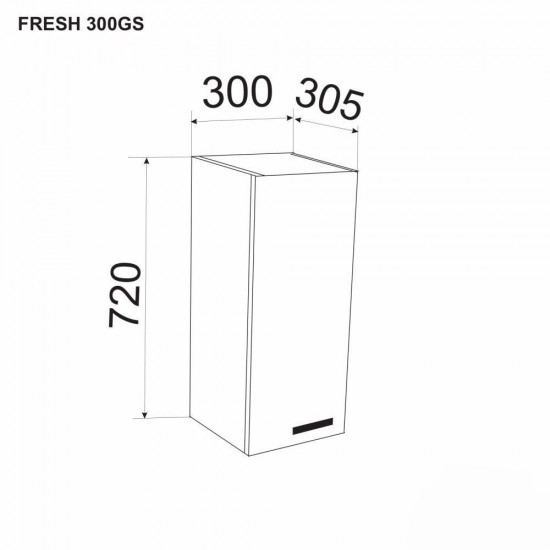 Верхний кухонный шкаф Ambianta Fresh 300 GS, Серый