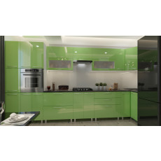 Bucatarie de colț PS Eco 4,1х0,9 m (MDF High Gloss) sertare tandembox cu amortizare, Verde deschis