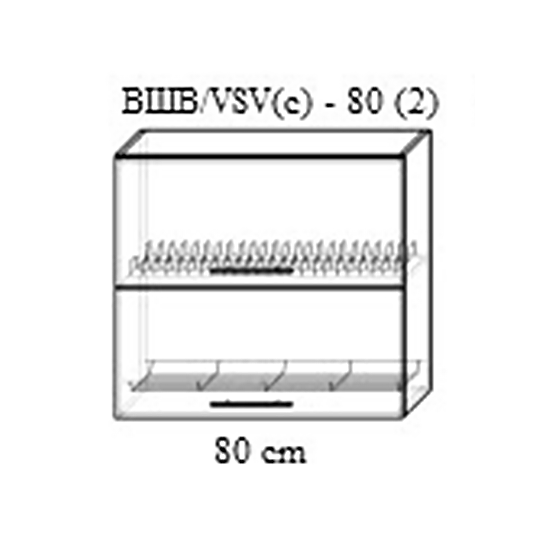 Верхний кухонный шкаф Bafimob ВШВ(с)-80(2) МДФ (High Gloss), Белый