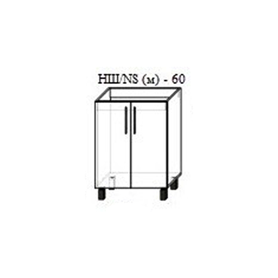 Нижний кухонный шкаф PS НШ(м)-60 МДФ (High Gloss), Белый