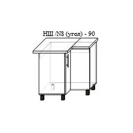 Нижний кухонный шкаф PS НШ(угл.)-90 МДФ (High Gloss), Белый