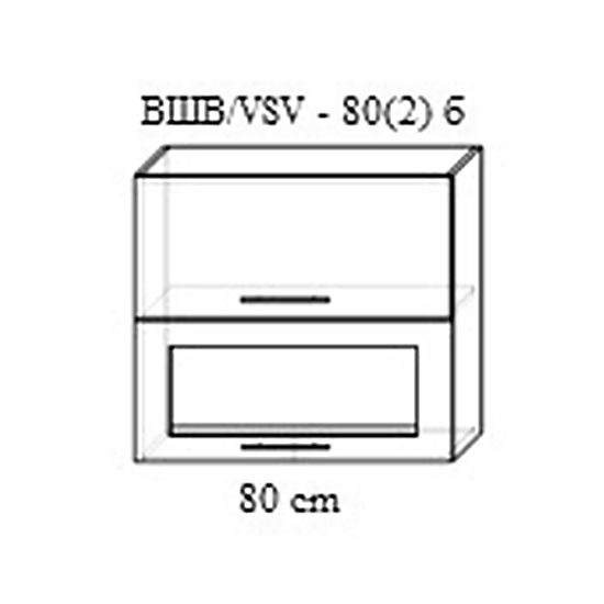 Верхний кухонный шкаф Bafimob ВШВ-80(2)b МДФ (High Gloss), Беж-бьянко