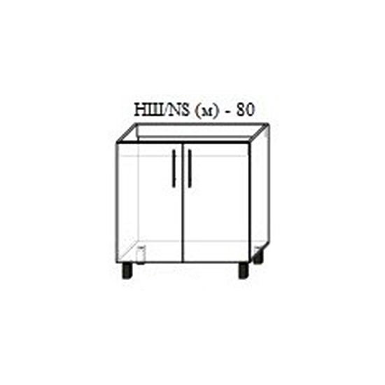 Нижний кухонный шкаф PS НШ(м)-80 МДФ (High Gloss), Беж-бьянко