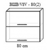 Верхний кухонный шкаф PS ВШВ-80(2) МДФ (High Gloss), Антрацит