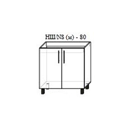 Нижний кухонный шкаф PS НШ(м)-80 МДФ (High Gloss), Черный