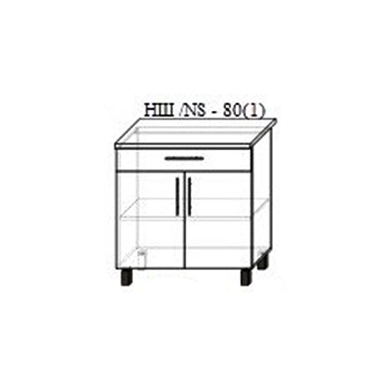 Нижний кухонный шкаф PS НШ-80(1) МДФ (High Gloss), Черный