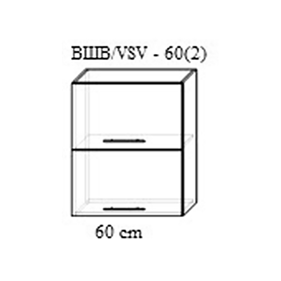 Верхний кухонный шкаф Bafimob ВШВ-60(2) МДФ (High Gloss), Серый