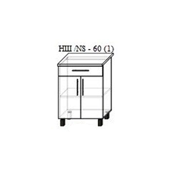 Нижний кухонный шкаф PS НШ-60(1) МДФ (High Gloss), Коричневый