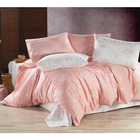 Lenjerie de pat Cottony Ranforce Papadie cu inimioare roz (2 persoane/POPLIN)
