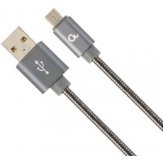 Cablu Cablexpert USB 2.0/micro-USB, Metallic grey (CC-USB2S-AMmBM-1M-BG)