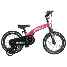 Bicicletă copii Qplay Miniby 3in1 Rose (14")