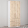 Шкаф Mobildor Smart-Home (90 см) с выдвижными ящиками, White/Sonoma