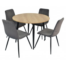 Set de mobilă Eva masa DT 402-2 + 4 scaune XR-154B Dark Grey57 (velur)