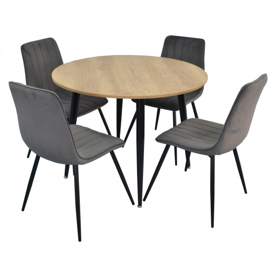 Набор мебели Eva стол DT 402-2 + 4 стула XR-154B Dark Grey57 (velur)