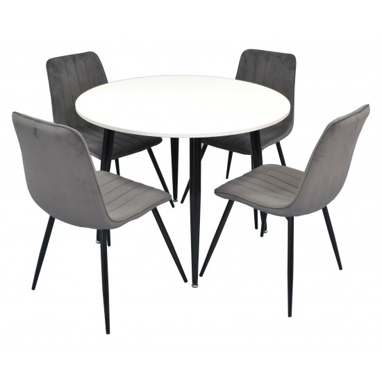 Набор мебели Eva стол DT 402-3 + 4 стула XR-154B Dark Grey57 (velur)