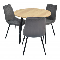Set de mobilă Eva masa DT 404-2 + 3 scaune XR-154B Dark Grey 57 (velur)