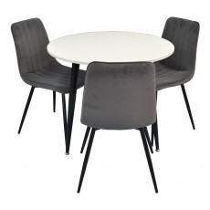 Set de mobilă Eva masa DT 404-3 + 3 scaune XR-154B Dark Grey57 (velur)
